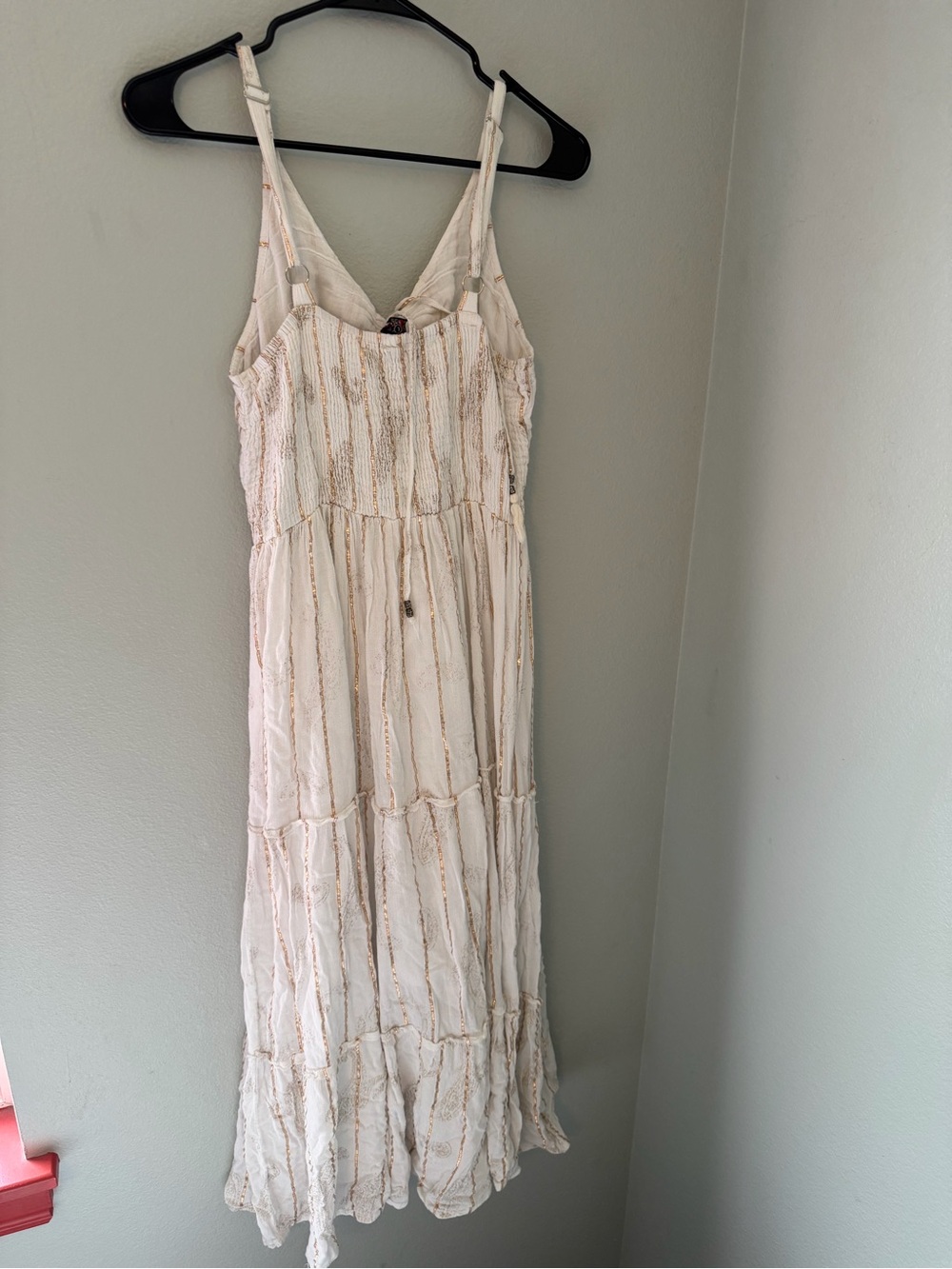 Mango Cream Dress with Gold Stripe Accents - Picture 5 of 6